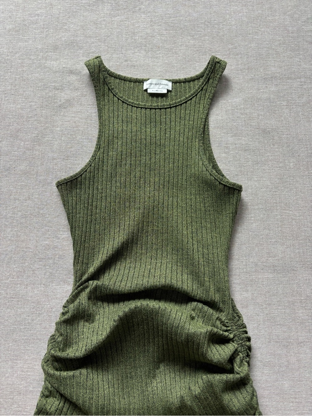 Lovers + Friends Revolve green ribbed Juliet mini dress bodycon clubbing XS - Picture 3 of 10